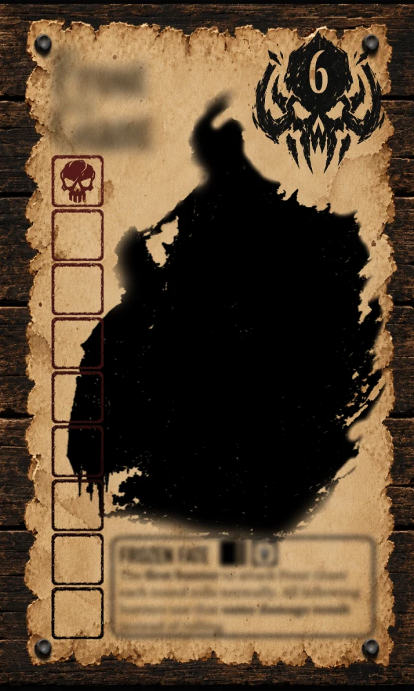 Unrevealed Bounty 3: a monster silhouette on a concealed Bounty card