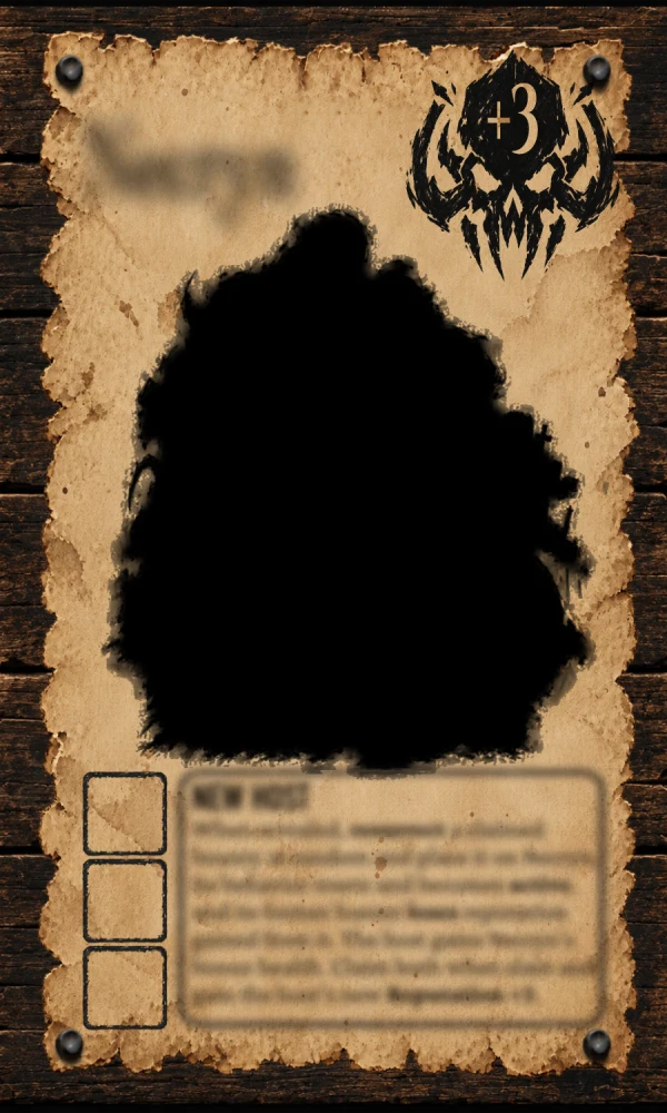 Unrevealed Bounty 4: a monster silhouette on a concealed Bounty card
