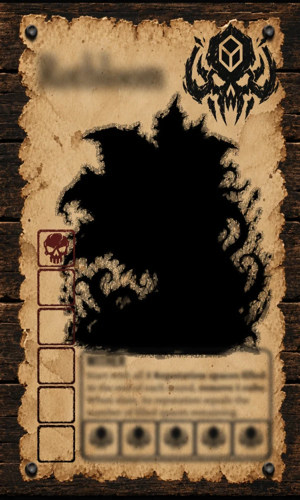 Unrevealed Bounty 5: a monster silhouette on a concealed Bounty card