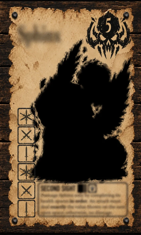Unrevealed Bounty 6: a monster silhouette on a concealed Bounty card