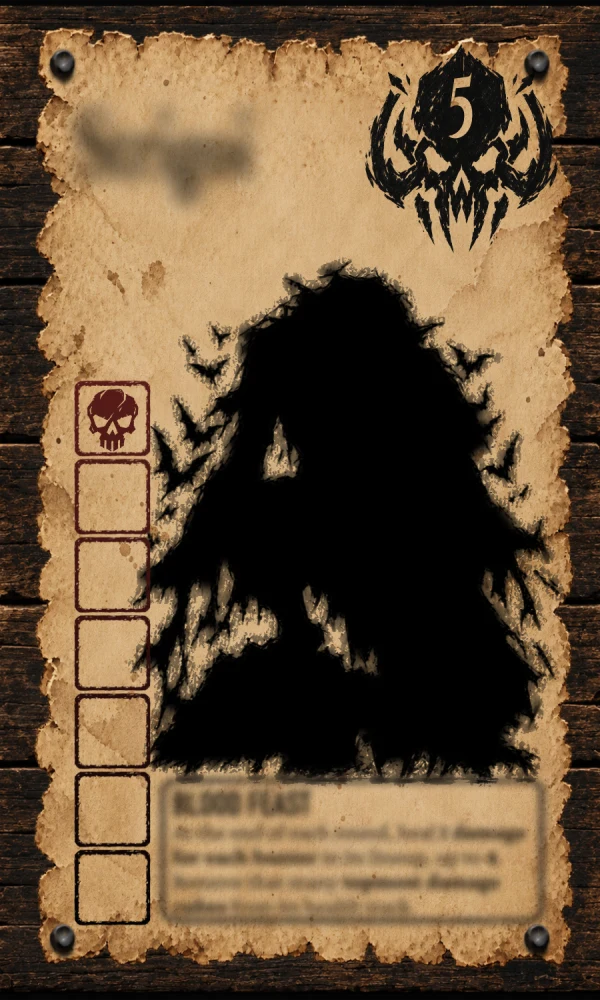Unrevealed Bounty 8: a monster silhouette on a concealed Bounty card