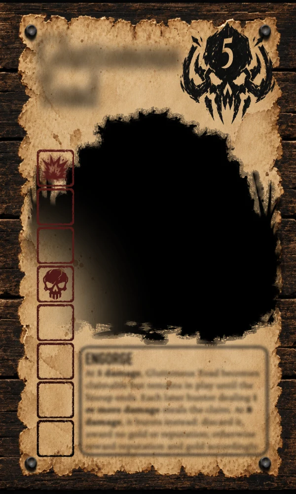 Unrevealed Bounty 9: a monster silhouette on a concealed Bounty card